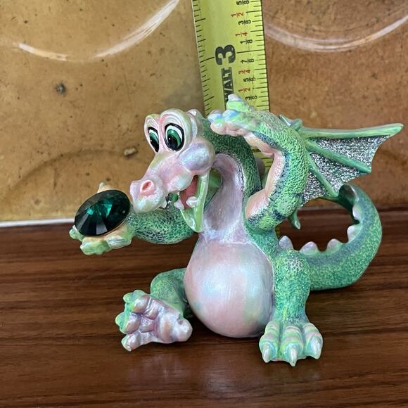 Franklin Mint Mood Dragon “Lucky” Green Gem Limited Edition Figurine - Picture 8 of 8
